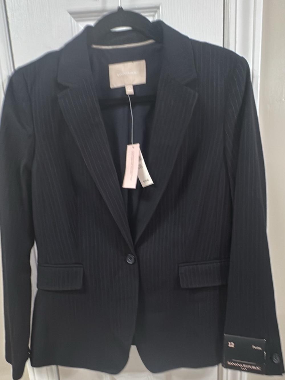 Banana Republic Black Pinstripe Single-Button Blazer (mix26)